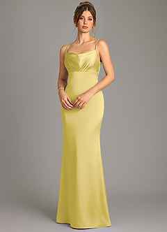 Azazie Reverie Bridesmaid Dresses Canary Mermaid Corset Stretch Satin Dress image2