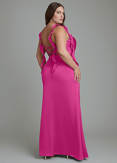 Azazie Jessamine Brautjungfernkleider Etui Korsett Stretch-Satin Kleid Fuchsia image9