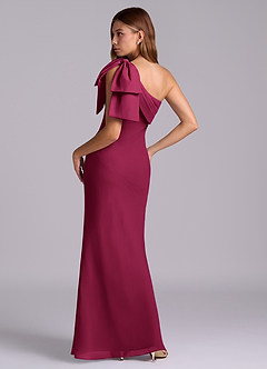 Azazie Yuanna Bridesmaid Dresses Burgundy Mermaid One Shoulder Chiffon Dress image6