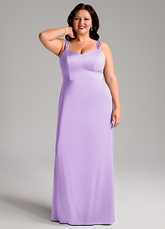 Azazie Denice Robes de demoiselle d'honneur Robe Fourreau en Satin extensible Plissée Lilas image9