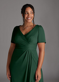 Azazie Bessie Kleider für die Brautmutter A-Linie Plissee Gittergewebe Kleid Dunkelgrün image11