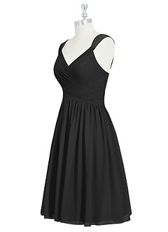 Azazie Angie Bridesmaid Dresses Black A-Line Corset Chiffon Dress image9