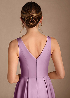 Azazie Fulton Mother of the Bride Dresses Wisteria A-Line Pleated Stretch Satin Dress image6