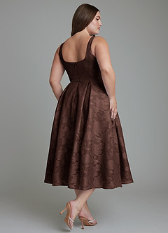 Azazie Amalie Bridesmaid Dresses Ganache A-Line Pleated Floral Burnout Dress image11