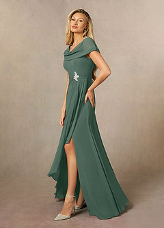 Azazie Mary Mother of the Bride Dresses Sea Moss A-Line Side Slit Chiffon Dress image2