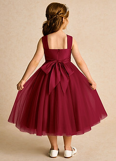 Azazie Dovey Flower Girl Dresses Burgundy Ball-Gown Bow Tulle Dress image3