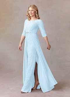 Azazie Leonine Mother of the Bride Dresses Sky Blue A-Line Scoop lace Chiffon Dress image2