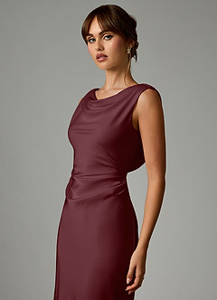 Azazie Kieryn Robes de demoiselle d'honneur Robe Sirène en Satin extensible Plissée Sangria image6