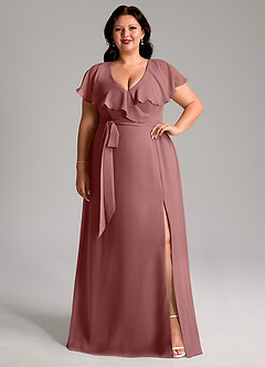 Azazie Lainey Bridesmaid Dresses Desert Rose A-Line with Pockets Chiffon Dress image8