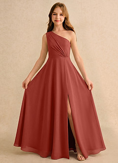 Azazie Puddles Girls Formal Flower Girl Klänningar Klä A-Line i Chiffong Ena axeln image5