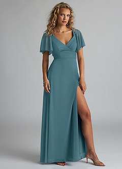 Azazie Induh Jurken voor bruidsmeisjes Jurk van Mesh met A-Lijn Fladderende V-hals Bermuda image3