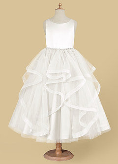 Azazie Sofia Flower Girl Dresses Ivory A-Line Beaded Tulle Dress image5