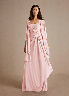 Azazie Clinton Mother of the Bride Dresses Blushing Pink A-Line Pleated Mesh Dress image5