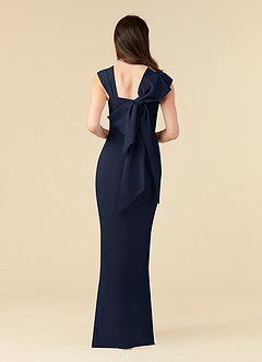 Azazie Ellen Mother of the Bride Dresses Dark Navy Sheath Side Slit Stretch Crepe Dress image2