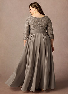 Azazie Carmena Kleider für die Brautmutter A-Linie Pailletten Chiffon Kleid Taupe image2