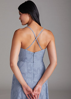 Azazie Naeem Bridesmaid Dresses Dusty Blue A-Line Floral Burnout Dress image5