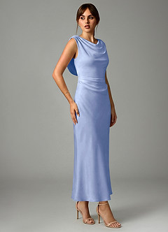 Azazie Kieryn Brautjungfernkleider Meerjungfrau-Linie Plissee Stretch-Satin Kleid Eis image4