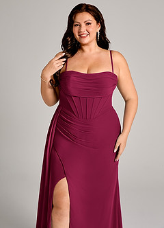 Azazie Amyra Abiti da Damigella Abito Convertibile Tubino in Chiffon Spalle Scoperte Borgogna image10