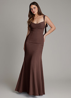 Azazie Carlotta Probar vestidos en casa Vestido de Ganache de Gasa de Corte Sirena con Escote de Corazón image1