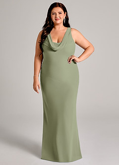 Azazie Rylina Bridesmaid Dresses Pistachio Mermaid Pleated Chiffon Dress image1