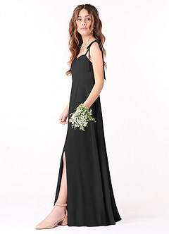 Azazie Rosey Junior Black A-Line Sweetheart Neckline Chiffon Dress image3