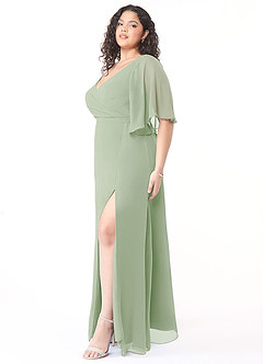 Azazie Cierra Bridesmaid Dresses Dusty Sage A-Line V-Neck Chiffon Dress image11