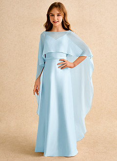 Azazie Fishie Girls Formal Flower Girl Dresses Sky Blue A-Line Matte Satin Dress image1