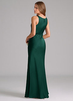 Azazie Allettie Bridesmaid Dresses Emerald Mermaid Stretch Satin Dress image2