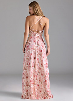 Azazie Mei Bridesmaid Dresses Demure Roses A-Line V-Neck Stretch Satin Dress image2