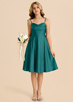 Azazie Bear Junior Peacock A-Line Sweetheart Neckline Stretch Satin Dress image6