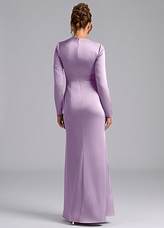 Azazie Valerie Vestidos de damas de honor Vestido de Lila Esmerilada de Satén Elástico de Corte Sirena con Manga larga image2