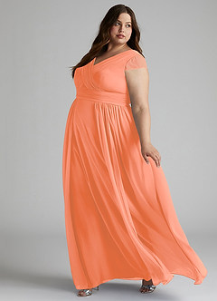 Azazie Organa Brautjungfernkleider A-Linie Plissee Chiffon Kleid Sonnenuntergang image9