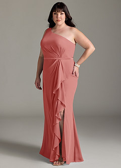 Azazie Liza Final Sale Agave Mermaid One Shoulder Chiffon Dress image8