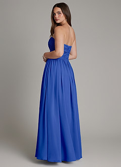Azazie Andreina Brautjungfernkleider A-Linie Plissee Chiffon Kleid Königsblau image3