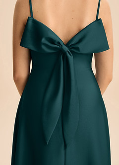 Azazie Isolde Junior Jurk van Stretch Satijn met A-Lijn Geplooid Pijnboom image5