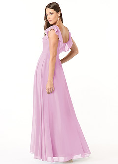 Azazie Jinny Bridesmaid Dresses Candy Pink A-Line Square Neckline Ruched Chiffon Dress image4