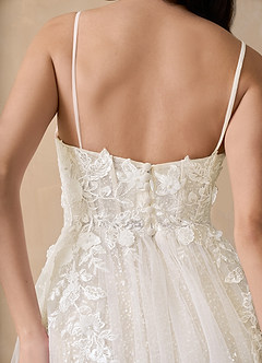 Azazie Seradine Wedding Dresses Diamond White Champagne A-Line Off the Shoulder Beading Dress image10
