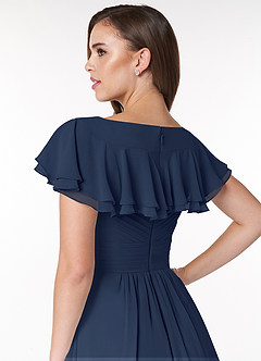 Azazie Hadley Modest Bridesmaid Dresses A-Line Pleated Chiffon Knee-Length Dress image7