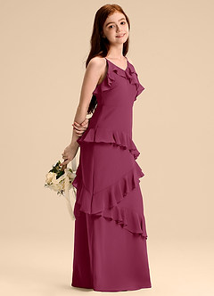 Azazie Evara Junior Abito A-Line in Chiffon Gelso image4