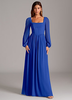 Azazie Maree Bridesmaid Dresses Royal Blue A-Line Corset Chiffon Dress image5