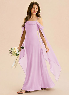 Azazie Moana Junior Linia A Pofałdowany Szyfon Długość podłogi Młodsza druhna Sukienka image2