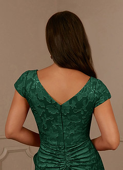 Azazie Roya Mother of the Bride Dresses Dark Green Mermaid Ruched Floral Burnout Dress image6