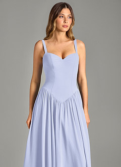 Azazie Evadina Robes de demoiselle d'honneur Robe Trapèze en Mousseline de soie Corset Lavande image6