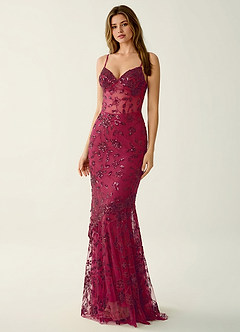 Fayerosa Burgundy Beading Sequin Embroidery Prom Dress image3