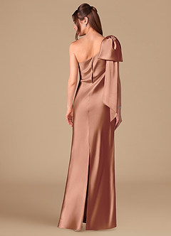 Azazie Capri Bridesmaid Dresses Bronzer Sheath One Shoulder Metallic Satin Dress image4