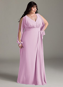 Azazie Matilda Bridesmaid Dresses Candy Pink A-Line Long Sleeve Chiffon Dress image12