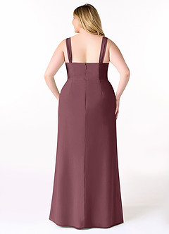 Azazie Denice Robes de demoiselle d'honneur Robe Fourreau en Mousseline de soie Plissé Sangria image10
