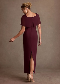 Azazie Deirdre Mother of the Bride Dresses Cabernet Column Pleated Stretch Crepe Dress image2