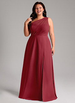 Azazie Phaedra Jurken voor bruidsmeisjes Jurk van Chiffon met A-Lijn One-Shoulder Granaatappel image5