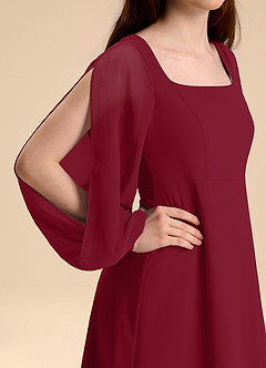 Azazie Bondi Junior Abito A-Line in Chiffon Blusa Borgogna image8